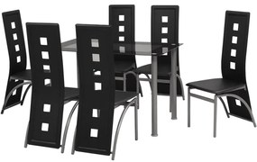vidaXL Conjunto jantar, 7 pcs, preto