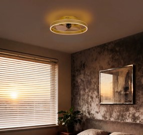 Ventilador de teto latão 50cm incl. LED regulável com controle remoto - Maddy