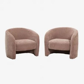 Pack De 2 Poltronas Estofadas Gombren Chenille Rosa Quartzo - Sklum