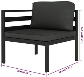 5 pcs conjunto lounge jardim com almofadões alumínio antracite