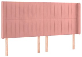 Cabeceira de cama c/ luzes LED veludo 183x16x118/128 cm rosa