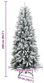 Árvore Natal artificial c/ 300 luzes LED e flocos de neve 240cm