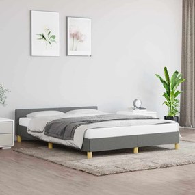 Estrutura de cama sem colchão 140x200 cm tecido cinzento-escuro