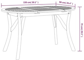 Mesa de jardim 150x90x75 cm madeira de acácia maciça