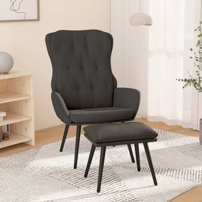 vidaXL Cadeira de descanso com banco p/ pés veludo cinza-escuro