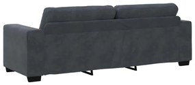 Conjunto de Sofá 3 Peças com Almofadas de Veludo Cinza Escuro
