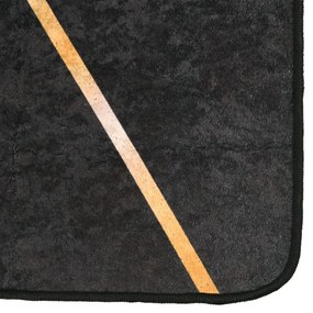 Tapete lavável antiderrapante 120x180 cm preto e dourado