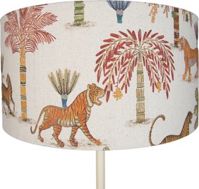 Candeeiro de Pé Japandi Bege com Abajur com Padrão Animal Multicolorido 50cm - Simplo