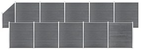 Painel vedação WPC 10 quadrados/1 inclinado 1830x186cm cinzento