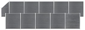 vidaXL Painel vedação WPC 10 quadrados/1 inclinado 1830x186cm cinzento