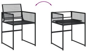 11 pcs conjunto de jantar para jardim vime PE preto