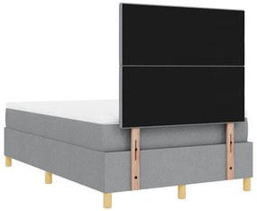 Cama box spring com colchão cinza claro 120x200 cm de tecido