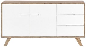 Aparador com 3 gavetas e 2 porta branco e cor de madeira clara FORESTER Beliani