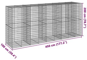 Cesto gabião com cobertura 450x100x200 cm ferro galvanizado