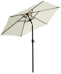 Outsunny Chapéu de Sol de Jardim Ø270x235cm Chapéu de Sol de Alumínio Reclinável com Manivela e 6 Hastes para Terraço Exterior Balcão Creme