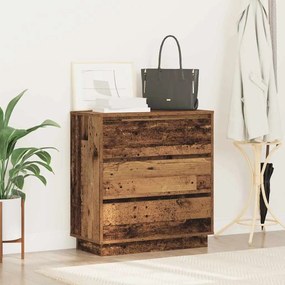 Criado-mudo vidaXL com LED Madeira Antiga 71x34,5x75 cm Madeira de Eng
