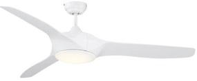 HOMCOM Ventoinha de Teto Diâmetro 132cm com Luz LED Controle Remoto 3 Lâminas Reversíveis 6 Velocidades e Temporizador Silencioso para Dormitório Sala de Estar Sala de Jantar Branco