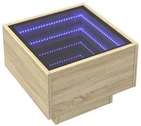 Mesa de cabeceira c/ LED Infinity 40x40x30 cm carvalho sonoma