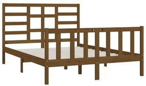 Estrutura cama king 150x200 cm madeira maciça castanho-mel