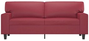 Sofá de 2 lugares 140 cm couro artificial vermelho tinto