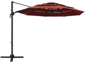 Guarda-sol jardim 4 camadas c/ poste alumínio 3x3m terracotta