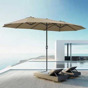 Guarda-sol duplo 460x270 cm Proteção UV 80+ com Capa proteção taupe