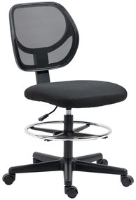 Vinsetto Cadeira de Escritório com Assento Alto em Malha Altura Ajustável 50-70 cm com Apoio de Pés Giratório 360° Preto | Aosom Portugal