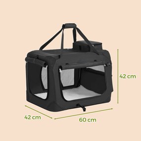 Transportadora para animais de estimação 60 x 42 x 42 cm Preta