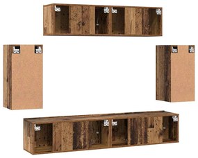 Conjunto de móvel de TV 6 pcs Madeira antiga Médio
