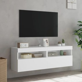 Móveis de parede p/ TV com luzes LED 2 pcs 60x30x40 cm branco