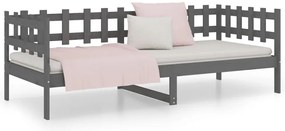 Sofá-cama 90 x 200 cm madeira de pinho maciça cinzento