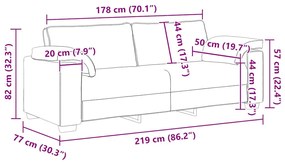 Sofá de 3 lugares 178 cm veludo cinzento-claro