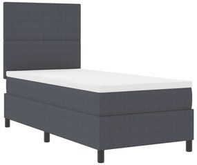 Cama Box Spring com Colchão Cinza Escuro 80x200 cm Tecido de Veludo Co