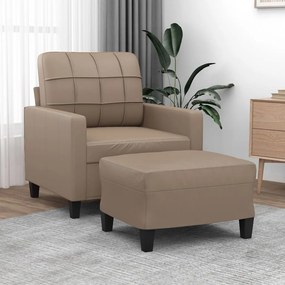 vidaXL Poltrona com apoio de pés 60 cm couro artificial cappuccino