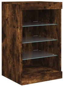 Aparador com luzes LED 123x37x67 cm carvalho fumado