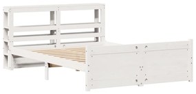 Estrutura de cama c/ cabeceira 150x200 cm pinho maciço branco
