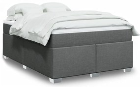 vidaXL Cama com molas/colchão 140x190 cm tecido cinzento-escuro