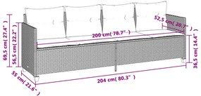 5 pcs conjunto sofás de jardim com almofadões vime PE preto