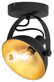 Luminária de teto industrial preta com dourado 15 cm ajustável - Magnax Industrial
