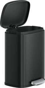 Caixote do lixo de 12 L, com pedal, com cesto interior e fecho suave 38,4 x 28,6 x 25,2 cm preto