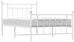 Estrutura de cama com cabeceira e pés 100x200 cm metal branco