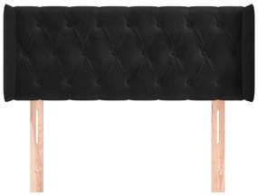 Cabeceira de cama c/ abas veludo 93x16x78/88 cm preto