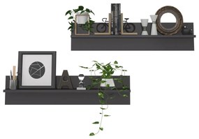 Estantes de parede 2pcs derivados de madeira cinza brilhante