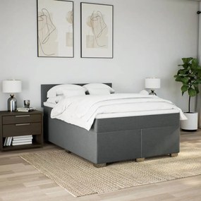 Cama com molas/colchão 140x200 cm tecido cinzento-escuro