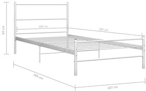 Estrutura de cama 100x200 cm metal branco