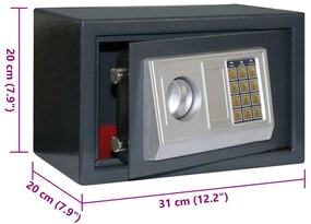 Cofre Digital Eletrónico Cinza Escuro 31x20x20 cm Aço