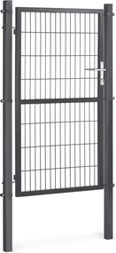 Portão de jardim com fechadura, 106 x 160 cm, aço galvanizado cinzento