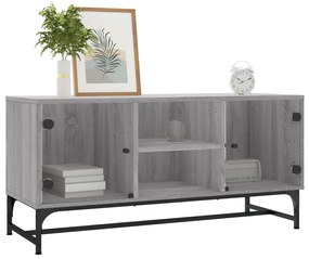 Móvel de TV c/ portas de vidro 102x37x50 cm cinza sonoma