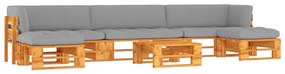 vidaXL 6 pcs conjunto lounge paletes pinho impregnado castanho mel