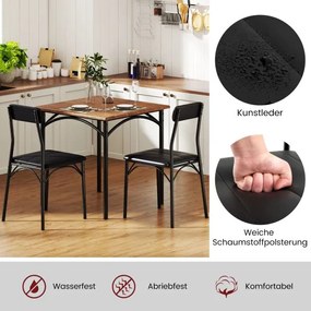 Conjunto de sala de jantar com mesa de jantar e 2 cadeiras com assentos almofadados